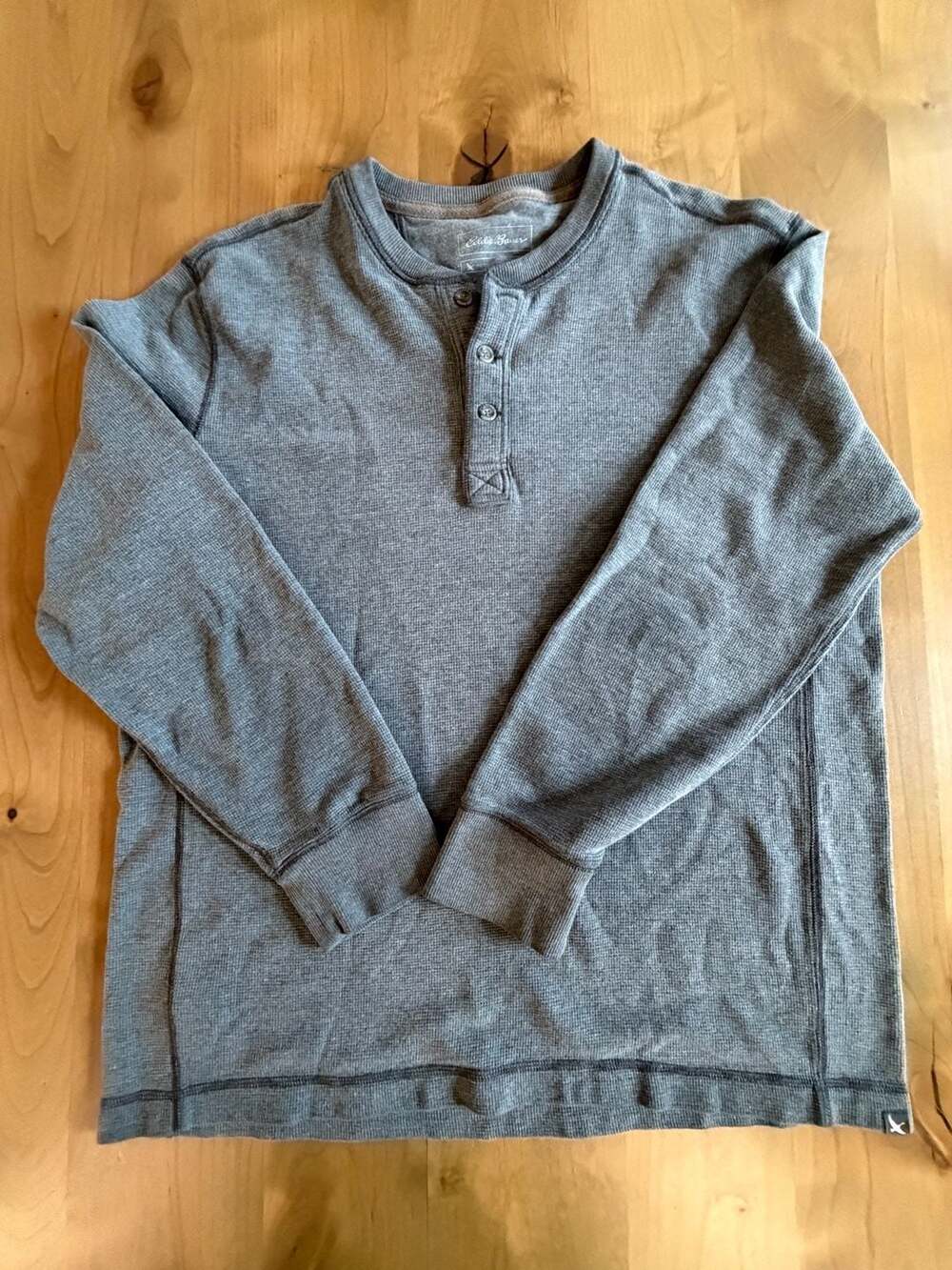 Eddie Bauer Waffle Knit Thermal Henley Shirt Gray size Tall XL